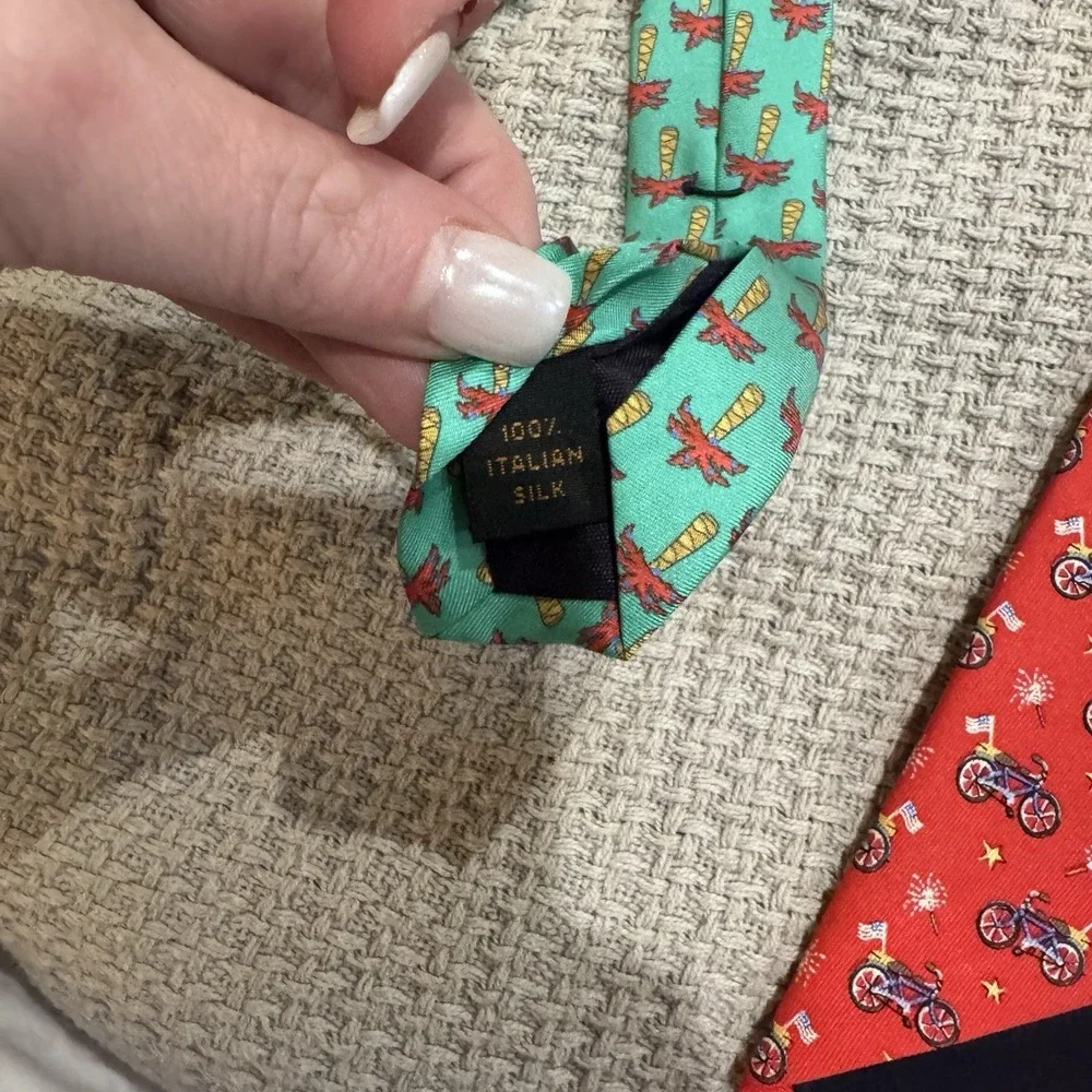 2 Peter Blair Tie‎ 4th July Palm Trees Print 100% SilkUSA 58